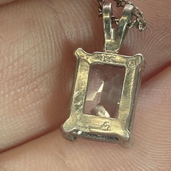 Vintage Sterling Silver Ring And Necklace Set Clear Glass Size 7 Elegant Classic - Picture 10 of 12